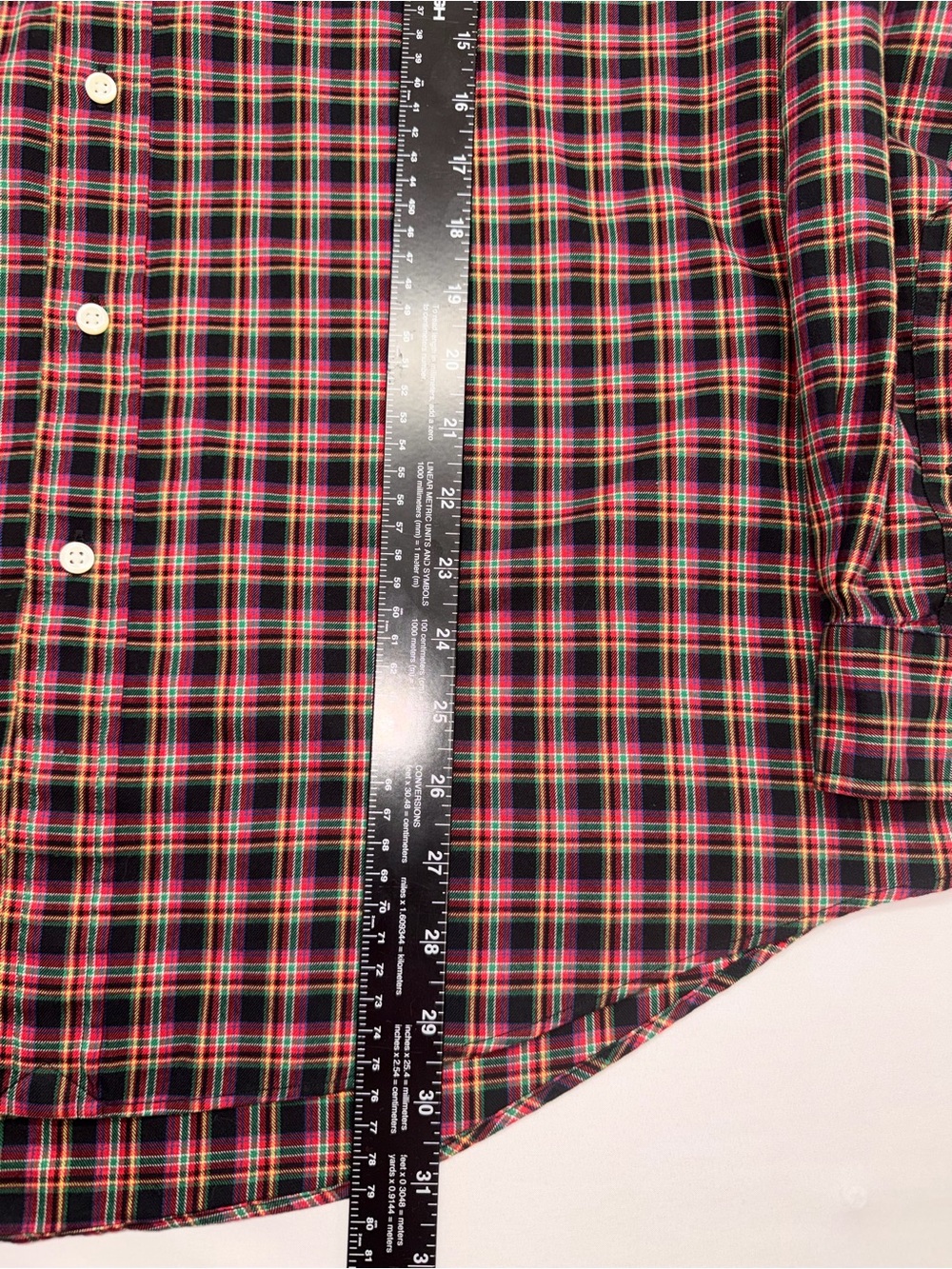 Ralph Lauren Custom Fit Red Green Plaid Button Down Shirt Men’s XL - Picture 7 of 11